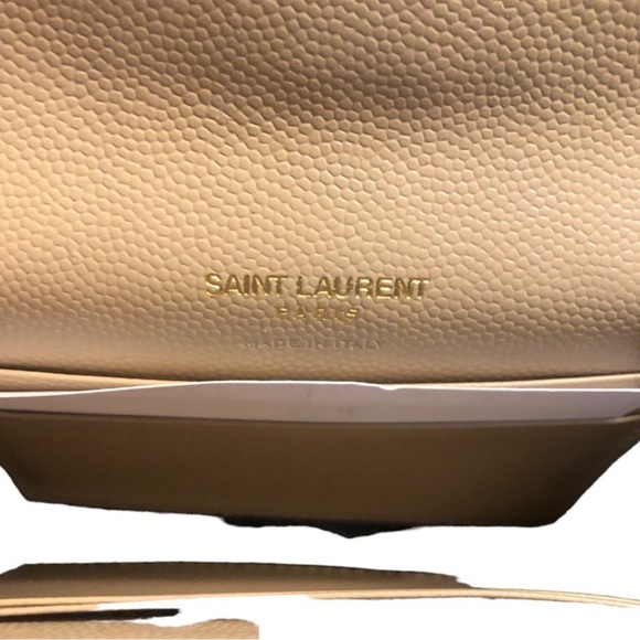 SAINT LAURENT MONOGRAM QUILTED LEATHER FRENCH WALLET DARK BEIGE PREOWNED - Picture 8 of 12